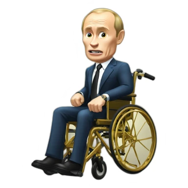furious vladimir putin monke rides gold wheelchair sticker