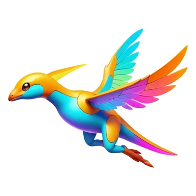 Colorful Neon Colors Vibrant Colors Flying Futuristic Fakémon-Pokémon-Creature Full Body sticker