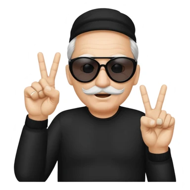 Some white old guy with a mask on and black shades with it also holding up the middle fingers sticker