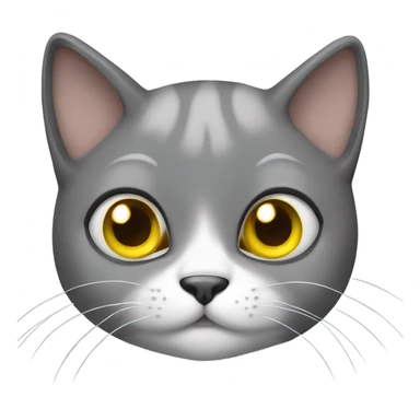 A cute gray cat with yellow eyes and a white neck holds a turd in its paws sticker