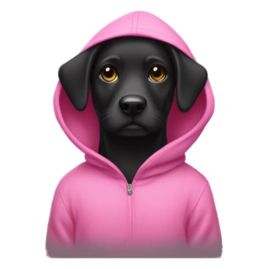 Black dog with a Pink hoodie on sticker