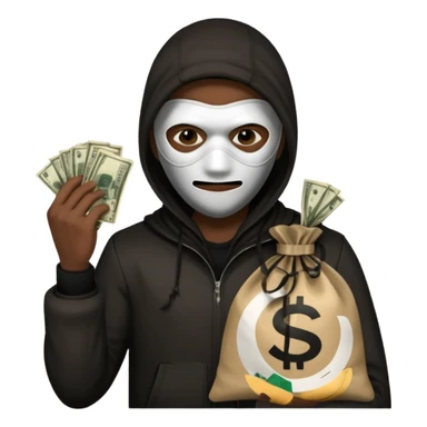 Ladrão com saco de dinheiro emoji eveito Mandela sticker