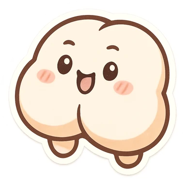 a white cartoon butt, outlined, fun expression, chibi style sticker