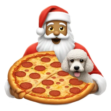 santa claus eating a whole pizza with a poodle on his head sticker
