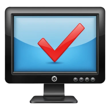 computer monitor with a check mark sticker