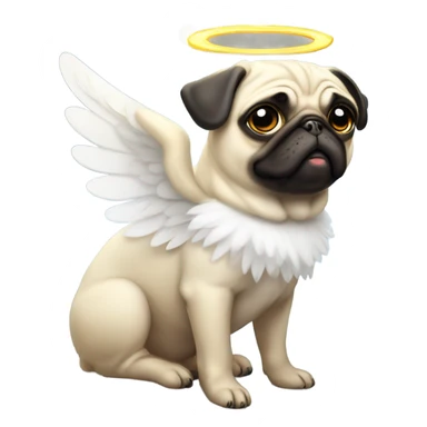 Pug with angel wings and halo sticker