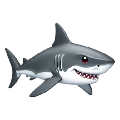 black and white countours cartoon shark standing with a camouflage cap on its head sticker
