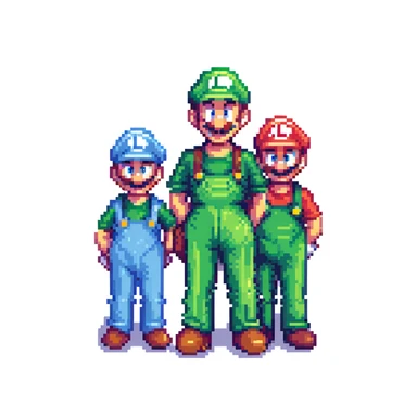Mario and Luigi standing together, pixel art style sticker