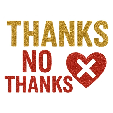 thanks glitter No thanks heart, remove background sticker