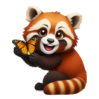 Red panda play with butterfly  sticker