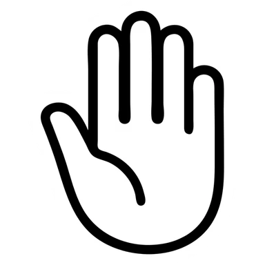stylized hand silhouette, minimal, black on white sticker