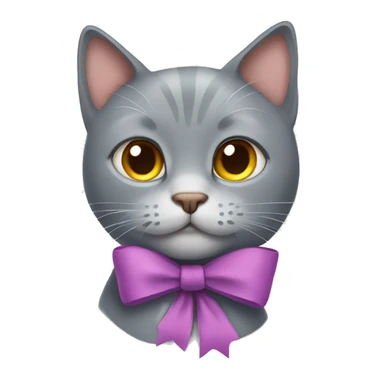 gray cat with a bow sticker