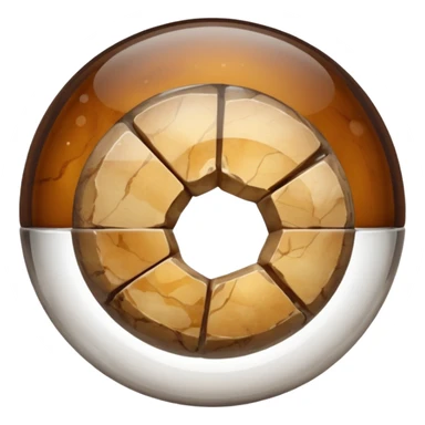 A glass marble with a half potato inside sticker