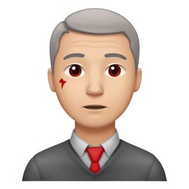 a man teacher, head is tilted, with an aching logo beside the neck sticker