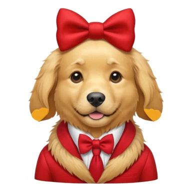 Golden Dog with NeckBow in red suit. sticker