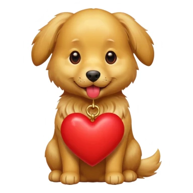 A dog holding a heart in its mouth sticker