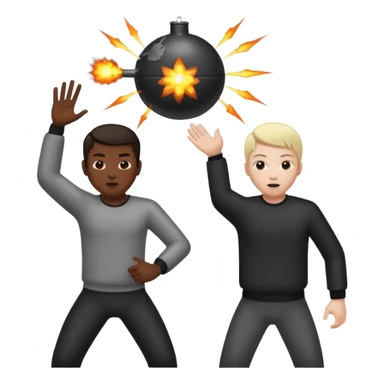 Asian throwing bomb at white person sticker