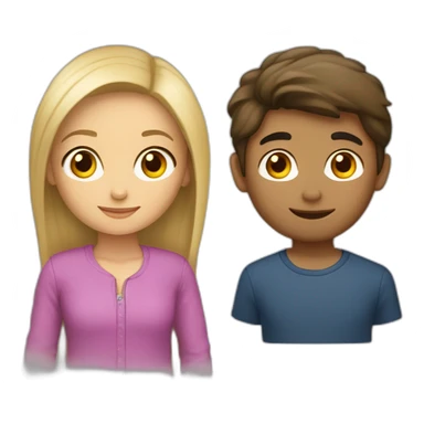 une fille brune et un garçon blond ensemble sticker