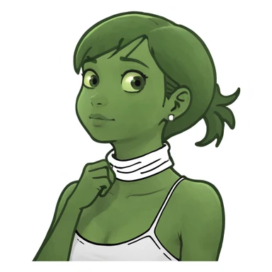 Girl holding her neck sticker