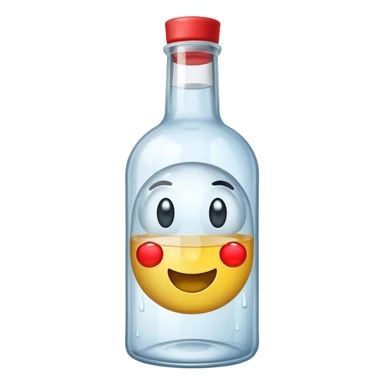 A bottle of vodka emoji in the style of Apple emoji with a window. sticker