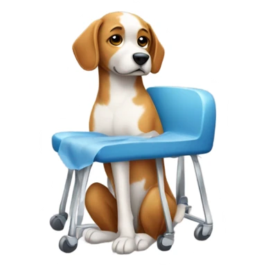 sad dog getting knee surgery sticker
