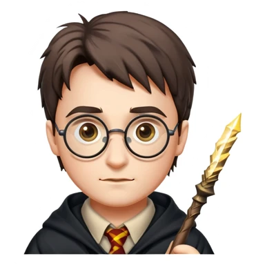 Harry Potter with glasses, lightning scar, and wand sticker