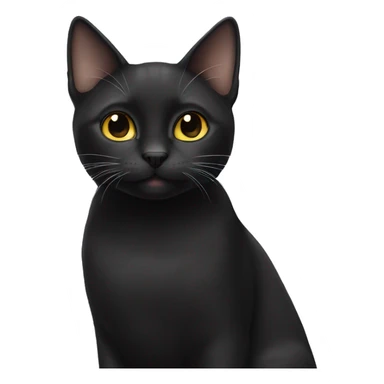 black cat domestic short-haired with half white mouth sticker