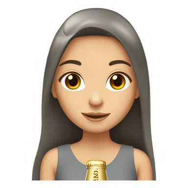 girl with long brown hair and grey eyes with bottle of champagne  sticker