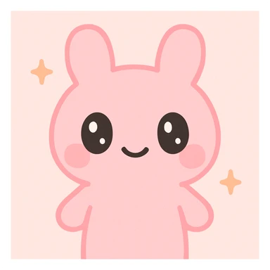cute pink animal character, kawaii style, big eyes, soft features, pastel pink color palette sticker