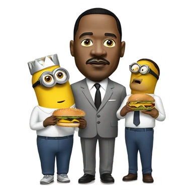 MLK jr. Having cheeseburgers with the minions Bob and Stuart  sticker