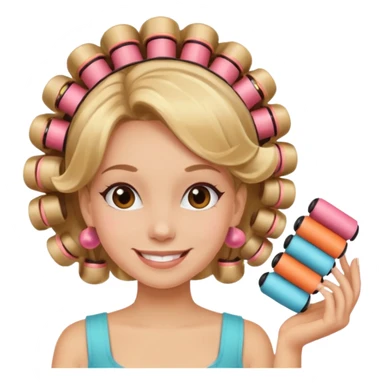 girl with hair roller sticker