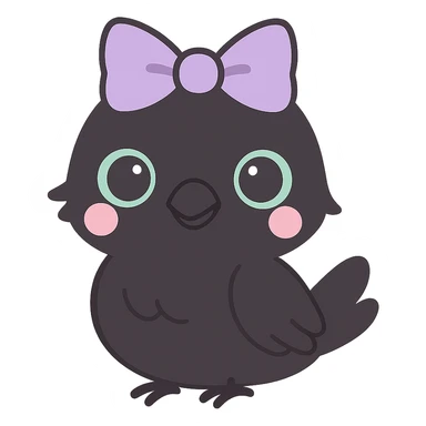 Replace the pet with a cute gothic raven, keeping the kawaii gothic style, and preserve the transparent background. sticker