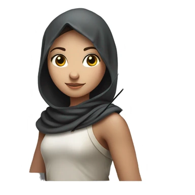 Archer girl with headscarf, black scarf, white skin and arrow in hand sticker