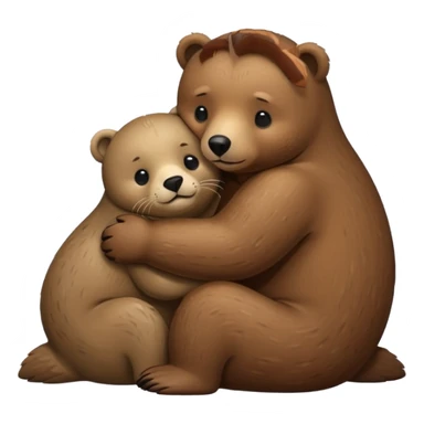 small seal hugging a brown bear sticker