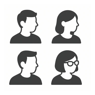 Make the same monochrome default avatars on a white background and change the direction they are facing.
Right now, they are facing 4 o'clock. They need to face 8 o'clock. sticker