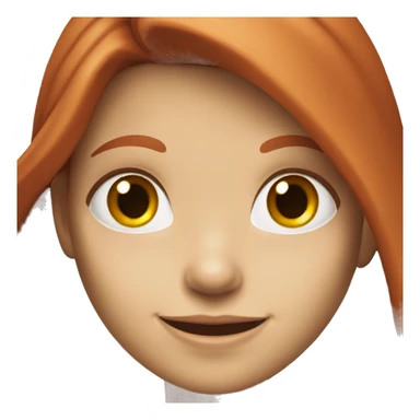 A gray-eyed red-haired girl with long hair is smiling sticker