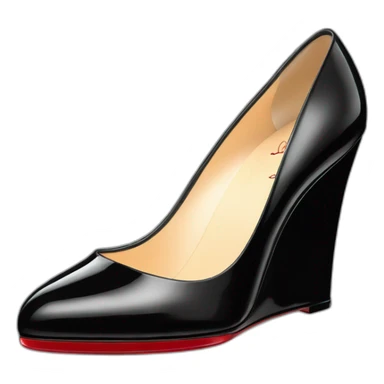 WEDGE heel LOUBOUTIN black leather PATENT sticker