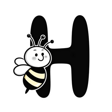 honey bee with the letter H sticker