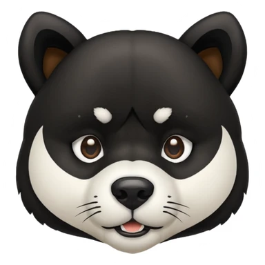 Black, wide, Akita dog head, bear like, with pointy ears  sticker