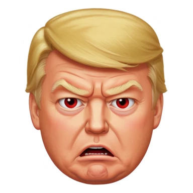 Donald Trump is vey furious. Red with anger. photorealistic sticker
