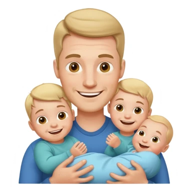 white man with three babies sticker
