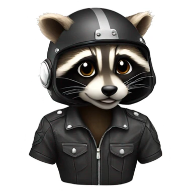 raccoon in a motorcycle helmet sticker