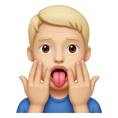 Tongue sticking out hands beside face sticker