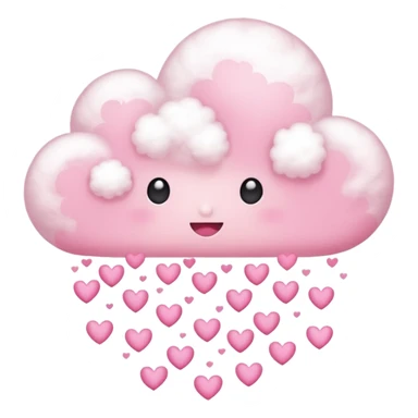 Plain white cloud with pale pink aura surrounding with hearts coming out the bottom sticker
