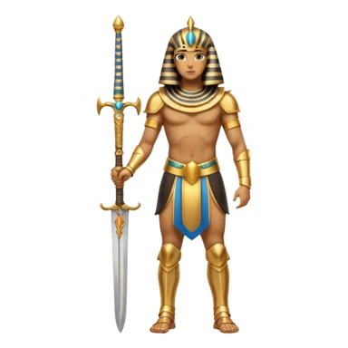 fullbody egyptian ancient soldier with sword and golden armor, different pose sticker