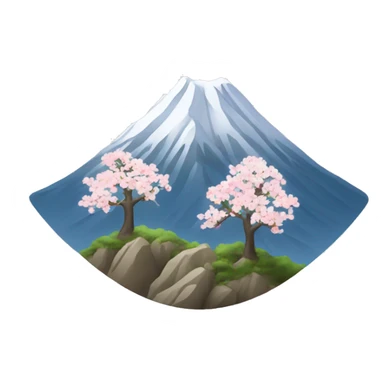 Create an emoji with the image of Mount Hallasan, symbolizing the nature of South Korea. Add pine trees or cherry blossoms for detail sticker