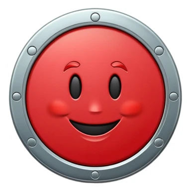 Red token or coin with a capital letter T and a smiling face sticker