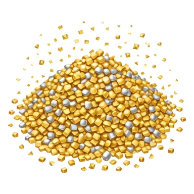 An emoji of small, shiny, glittering particles. Tiny golden and silver specks with a sparkling effect, scattered lightly. A soft glow around them to enhance the shimmering look sticker