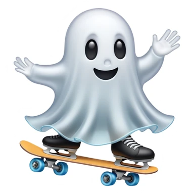 skating ghost emoji  sticker