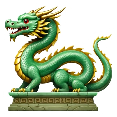 A dragon statue in the style of ancient China made of jade sticker